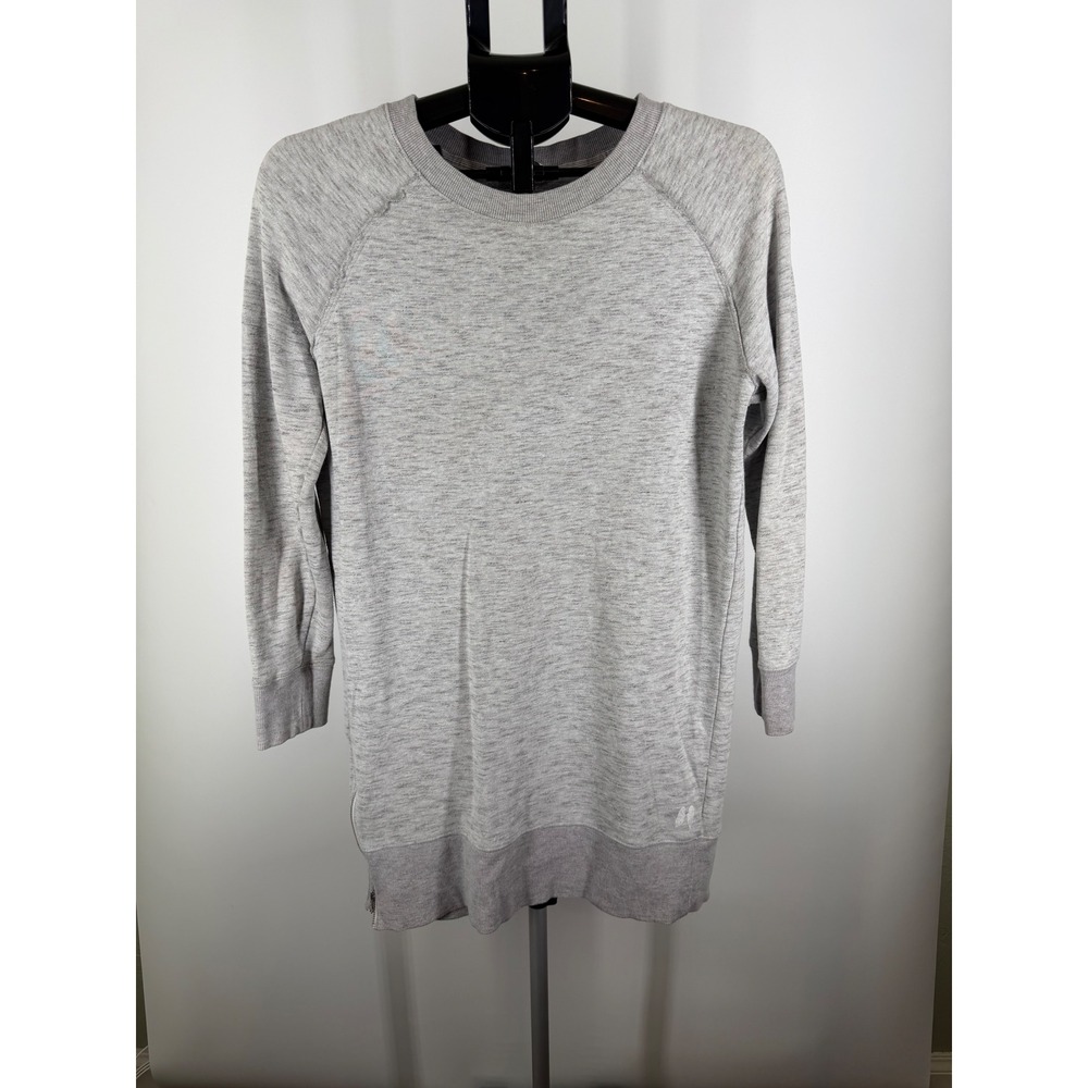 Victoria's Secret Gray Heather Longline Sweatshirt Side Zip Graphic Sleeve Small
